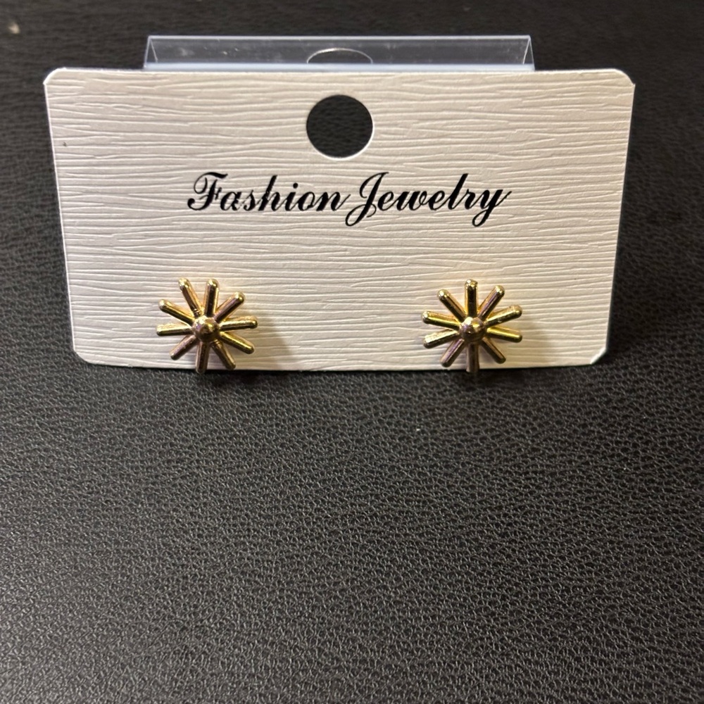 Gold and Silver Starburst Earrings